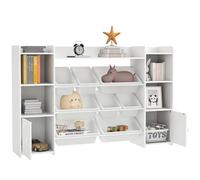 AIYAPLAY Étagère pour Enfants Étagère à Jouets avec 8 boîtes Amovibles, 4 Compartiments Ouverts, 2 Compartiments de Rangement, bibliothèque pour Enfants pour Chambre d'enfant, Jardin d'enfants, 140 x