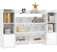 AIYAPLAY Étagère pour enfants Étagère à jouets avec 8 boîtes amovibles, 4 compartiments ouverts, 2 compartiments de rangement, bibliothèque pour enfants pour chambre d'enfant, jardin d'enfants, 140 x