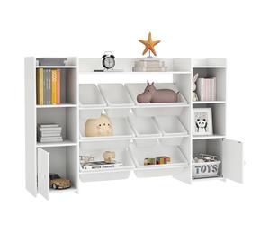 AIYAPLAY Étagère pour Enfants Étagère à Jouets avec 8 boîtes Amovibles, 4 Compartiments Ouverts, 2 Compartiments de Rangement, bibliothèque pour Enfants pour Chambre d'enfant, Jardin d'enfants, 140 x
