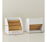 AIYAPLAY Étagère pour Enfants pour Jouets 4 Niveaux pour Chambre d'Enfant Salle de Jeux 60x53x60 cm Blanc et Naturel