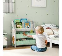 AIYAPLAY Étagère pour Enfants pour Jouets avec 6 Boîtes Amovibles en Tissu non Tissé et 2 Étagères pour Crèche 63x30x71 cm Vert