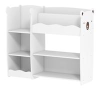 AIYAPLAY Étagère pour jouets pour enfants étagères ouvertes compartiments motif ours organiseur de jouets blanc