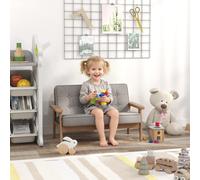 AIYAPLAY Fauteuil enfant, canapé enfant avec structure en bois, aspect velours, rembourré, pour enfants de 3-15 ans Gris