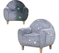 AIYAPLAY Fauteuil Enfants canapé pour Enfants hosphorescent avec Motif étoilé, Mini canapé en Tissu Velours, pour garçons et Filles, Gris