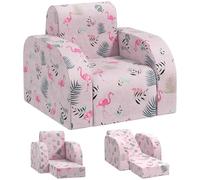 AIYAPLAY Fauteuil pour Enfants, 2 en 1 Canapé Pliable pour Enfants avec Fonction de Couchage, Motif Flamant Rose, Chaise rembourrée pour Enfants à partir de 1,5 Ans, Chambre d'enfant, Salle de Jeux,