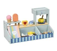 AIYAPLAY Glacier en Bois pour Enfants, Jouet en Bois pour Enfants avec Accessoires de Cuisine, Glacier en Bois pour Enfants 2-5 Ans, Bleu Clair