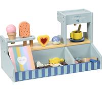 AIYAPLAY Glacier en bois pour enfants, Jouet en bois pour enfants avec accessoires de cuisine, Glacier en bois pour enfants 2-5 ans, Bleu clair
