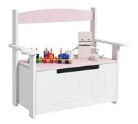 AIYAPLAY Grande boîte de rangement 2 en 1 avec couvercle pour enfants - Grand banc de rangement de jouets pour chambre à coucher, chambre d'enfant, salle de jeux, rose