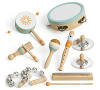 AIYAPLAY Instruments de Musique pour Enfants, Jouets Musicaux en Bois d'Inspiration Éducative pour Enfants de 3+ Ans, Set de Percussions avec Tambourin et Maracas, Cadeau pour Filles et Garçons