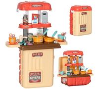 AIYAPLAY Jeu pour enfants 3-en-1 avec table à couverts, table à manger et chariot, jouet de cuisine en PP et ABS, 48x26x64 cm, multicolore