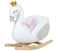 AIYAPLAY Jouet à bascule, cygne à bascule avec berceuse, rembourrage doux, structure en bois, pour enfants de 1,5-3 ans, 65x40x68 cm, Blanc