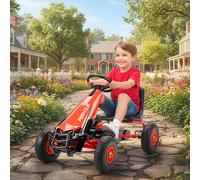 AIYAPLAY Kart à pédales Go-Kart pour enfants siège réglable pneus EVA embrayage manuel et frein 110 x 61 x 62 cm rouge