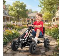 AIYAPLAY Kart à pédales Go-Kart pour enfants siège réglable pneus EVA embrayage manuel et frein 110 x 61 x 62 cm noir