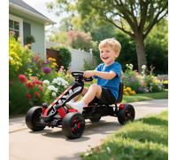 AIYAPLAY Kart à pédales pour enfants, karting enfant 3 à 6 ans avec embrayage automatique, frein, roues EVA antidérapantes, rouge