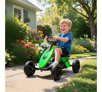 AIYAPLAY Kart à pédales pour enfants, karting enfant de 2 à 5 ans avec roues EVA silencieux, avancer et reculer, vert