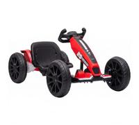 AIYAPLAY Kart électrique 12V pour Enfants 3-6 Ans, 2 Moteurs, siège réglable 4 Positions, démarrage progressif, phares LED, Roues EVA, jusqu'à 50 Min, Rouge