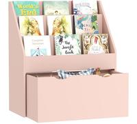AIYAPLAY Kids Bookshelf, Bookcase Toy Storage Organiser with 3 Tiers Shelves, Drawer, for Bedroom, Nursery, Playroom, Classroom, Pink (étagère pour enfants, bibliothèque, rangement pour jouets avec 3