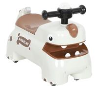 AIYAPLAY Kids Ride On Car, Dinosaur Shape Foot to Floor Slider with Under Seat Storage, Baby Toddler Walker with Light, Music and Sounds for 18-36 Months, Cream White (en anglais)