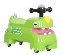 AIYAPLAY Kids Ride On Car, Dinosaur Shape Foot to Floor Slider with Under Seat Storage, Baby Toddler Walker with Light, Music and Sounds for 18-36 Months, Green (en anglais)