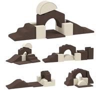 AIYAPLAY Kids Soft Play Set, 7 Piece Foam Climbing Blocks with Detachable Cover, Baby Indoor Climb and Crawl Foam Play Set for Toddlers, Preschoolers, Brown (jeu d'escalade et de rampe en mousse pour