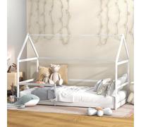 AIYAPLAY Lit cabane Enfants 90x190 cm lit Enfants lit Maison Enfant en Bois avec Protection antichute, sommier à Lattes et Toit Inclus, dim. 196L x 97,5l x 135H cm Blanc