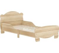 AIYAPLAY Lit d'enfant 143,5 x 80 cm Lit de maison en bois massif Lit d'adolescent avec protection contre les chutes, lit de jeu pouvant supporter jusqu'à 80 kg Lit simple avec design d'ours pour chamb