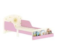 AIYAPLAY Lit Enfant 70 x 140 cm, lit pour Enfant avec Barriere de securite et sommier à Lattes en Bois, Espace de Rangement, Motif étoiles, pour garçons et Filles 3 à 8 Ans, Rose (Matelas Non Inclus)