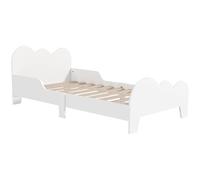 AIYAPLAY Lit Enfant lit au Sol Enfant 70x140 cm avec barrière de sécurité, sommier à Lattes Inclus et décorations de Nuage, Cadre de lit pour garçons et Filles de 3 à 8 Ans - Blanc