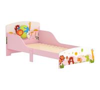 AIYAPLAY Lit Enfant, lit au Sol Enfant, Motif Animal, 140 x 70 cm avec Panneaux de Protection latéral Haut et sommier à Lattes en Bois, Design Bas sécurisé, Facile à Monter, Rose