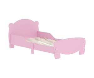 AIYAPLAY Lit Montessori pour Enfants 3-6 Ans, 140x70 cm Lit Simple pour Enfants avec côtés Anti-Chute et sommier à Lattes en Bois en Forme d'ours pour Chambre d'enfant, Rose