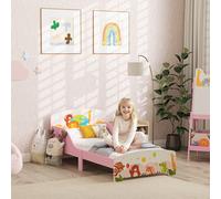AIYAPLAY Lit pour Enfants 3+ Ans en Bois avec Bords Surélevés et Barrières de Sécurité, 143x77x60 cm, Rose