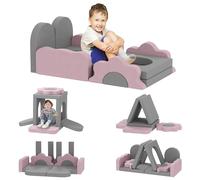 AIYAPLAY Lot de 12 blocs de construction en mousse souple pour enfants avec piscine à balles - Grands blocs de construction géants - Aspect velours côtelé - Gris