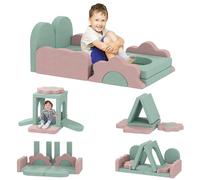 AIYAPLAY Lot de 12 blocs de construction en mousse souple pour enfants - Avec piscine à balles - Grands blocs de construction géants - Aspect velours côtelé - Vert