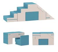 AIYAPLAY Lot de 2 blocs de construction géants en mousse pour enfants - Grands blocs de construction avec aspect velours - Pour escalade - Beige + bleu