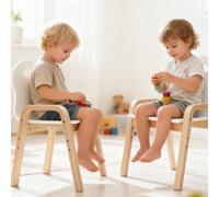 AIYAPLAY Lot de 2 chaises pour enfants réglables en hauteur fauteuil enfants en bois massif avec accoudoirs 39x34x61,5cm blanc
