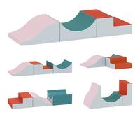 AIYAPLAY Lot de 3 blocs de construction en mousse pour enfants - Pour escalade - Blocs de construction souples - Grands blocs de construction géants - En cuir synthétique - Gris clair