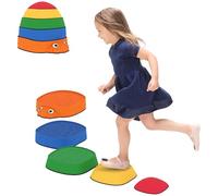 AIYAPLAY Lot de 5 pierres d'équilibre pour enfants - Antidérapantes - Empilables - Pour favoriser l'équilibre - Pierres de rivière de 2 à 8 ans - Pour l'intérieur et l'extérieur
