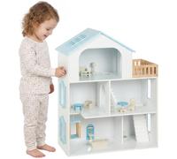 AIYAPLAY Maison de poupée en Bois avec Ascenseur, 5 pièces et 13 Meubles | Set de jeu de maison de poupée DIY, jeu d’imitation, cadeau pour enfants de 3 à 6 ans, bleu