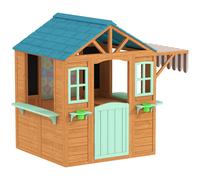 AIYAPLAY Maisonnette de jardin pour enfants Fenêtre, snack-bar, demi-porte, porte-pots, toile cible, 4 balles, tableau
