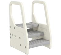 Marchepied enfant hauteur réglable - 2 ou 3 marches antidérapantes, poignées - HDPE crème gris Gris G