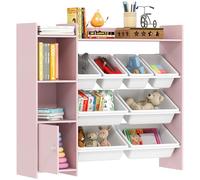 AIYAPLAY Meuble de rangement pour jouets, avec 8 bacs amovibles, étagères de rangement, armoire, rangement pour jouets, pour salle de jeux, chambre d'enfant, chambre d'enfant, rose