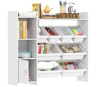 AIYAPLAY Meuble de rangement pour jouets, avec 8 bacs amovibles, étagères de rangement, armoire, rangement pour jouets, pour salle de jeux, chambre d'enfant, chambre d'enfant, blanc