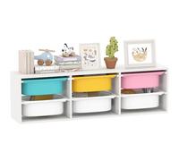 AIYAPLAY Meuble Rangement Enfant à 2 Niveaux avec 6 bacs Amovibles, étagère de Rangement pour Jouets Enfants pour Chambre d'enfant, Salle de Jeux ou garderie, Blanc