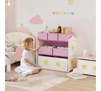 AIYAPLAY Meuble rangement enfant à 3 niveaux, étagère de rangement pour jouets enfants avec 6 boîtes en tissu amovibles, rose