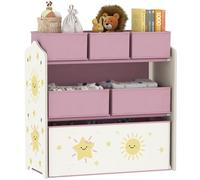 AIYAPLAY Meuble Rangement Enfant à 3 Niveaux, étagère de Rangement pour Jouets Enfants avec 6 boîtes en Tissu Amovibles, pour Chambre d'enfant, Salle de Jeux, garderie, Rose