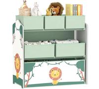 AIYAPLAY Meuble Rangement Enfant à 3 Niveaux, étagère de Rangement pour Jouets Enfants avec 6 boîtes en Tissu Amovibles, pour Chambre d'enfant, Salle de Jeux, garderie, Vert
