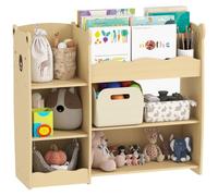 AIYAPLAY Meuble Rangement Enfant à 3 Niveaux pour Chambre, Bois Naturel