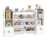 AIYAPLAY Meuble Rangement Enfant à 4 Niveaux, 8 Bacs Amovibles Blanc