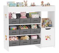 AIYAPLAY Meuble Rangement Enfant avec 9 Tiroirs en Tissu et Placard Blanc
