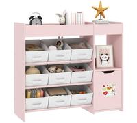 AIYAPLAY Meuble Rangement Enfant avec 9 Tiroirs en Tissu et Placard Rose | Étagère de Rangement pour Jouets Enfants, Chambre, Salle de Jeux, Garderie